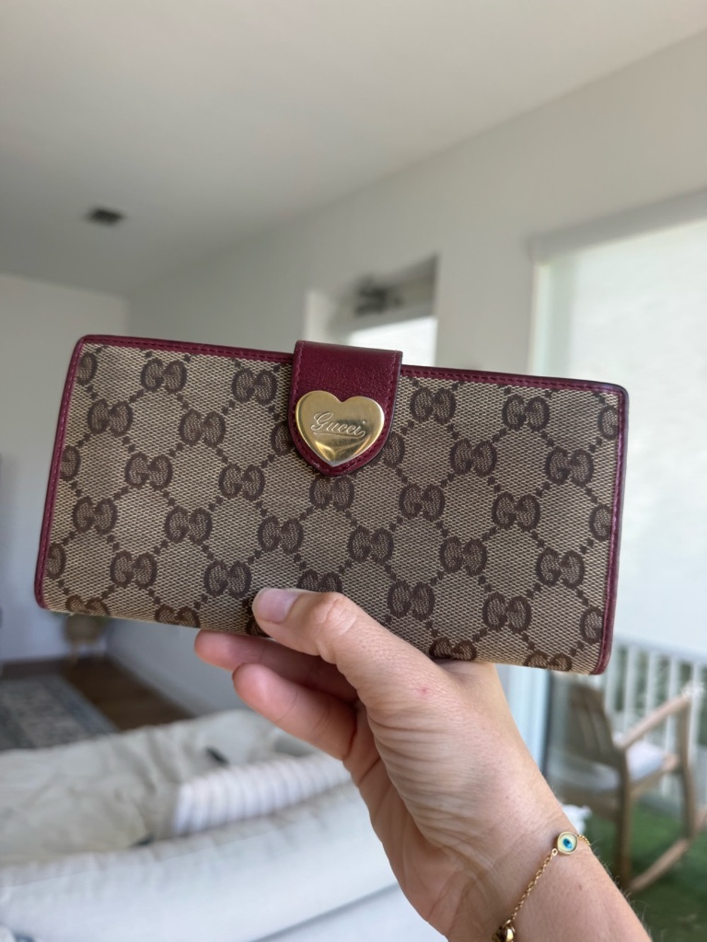 Gucci GG Heart Wallet Pink Leather, Vintage Authentic with COA